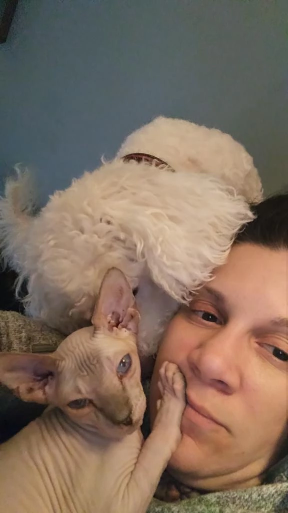 Happy customer with pet